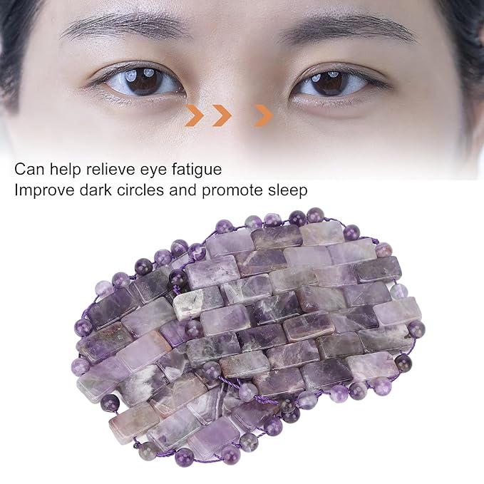 Jade Eye Mask, Amethyst Eye Pack Wrinkle Puff Elimination Dark Circles Fading Quartz Stone Eye Patch Jadestone Eye Massager Relieve Eye Fatigue