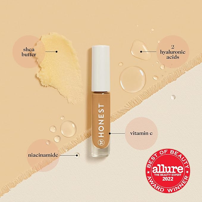 Honest Beauty Fresh Flex Concealer with Niacinamide + Vitamin E + Hyaluronic Acid | Vegan + Cruelty free | Caramel, 0.17 fl oz