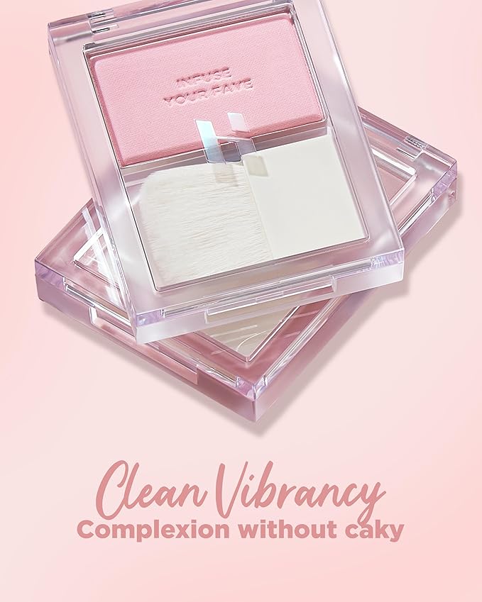 HOLIKA HOLIKA Infusing Blush with Brush - Lightweight, Smooth, Blendable Cheek Blusher, Sebum-Control, Natural Pore Coverage, Built-In Brush, Long-Lasting Pigment for Romantic Mood (05 SIMOON)