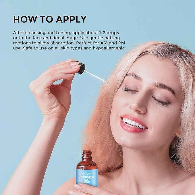 Hyaluronic Acid Serum for Face Anti Aging, Fine Lines, Dark Spots, & Dry Skin - Hydrating Facial Serum - Best Face Serum for Moisturizing and Wrinkle Reducing, 1 fl oz