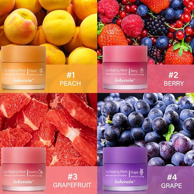 Hydrating Lip Sleeping Mask, Long Lasting Hydrating Night Lip Balms for Intensive Moisturizing and Care, Prevention Dry and Crack (PEACH) 0.7 OZ