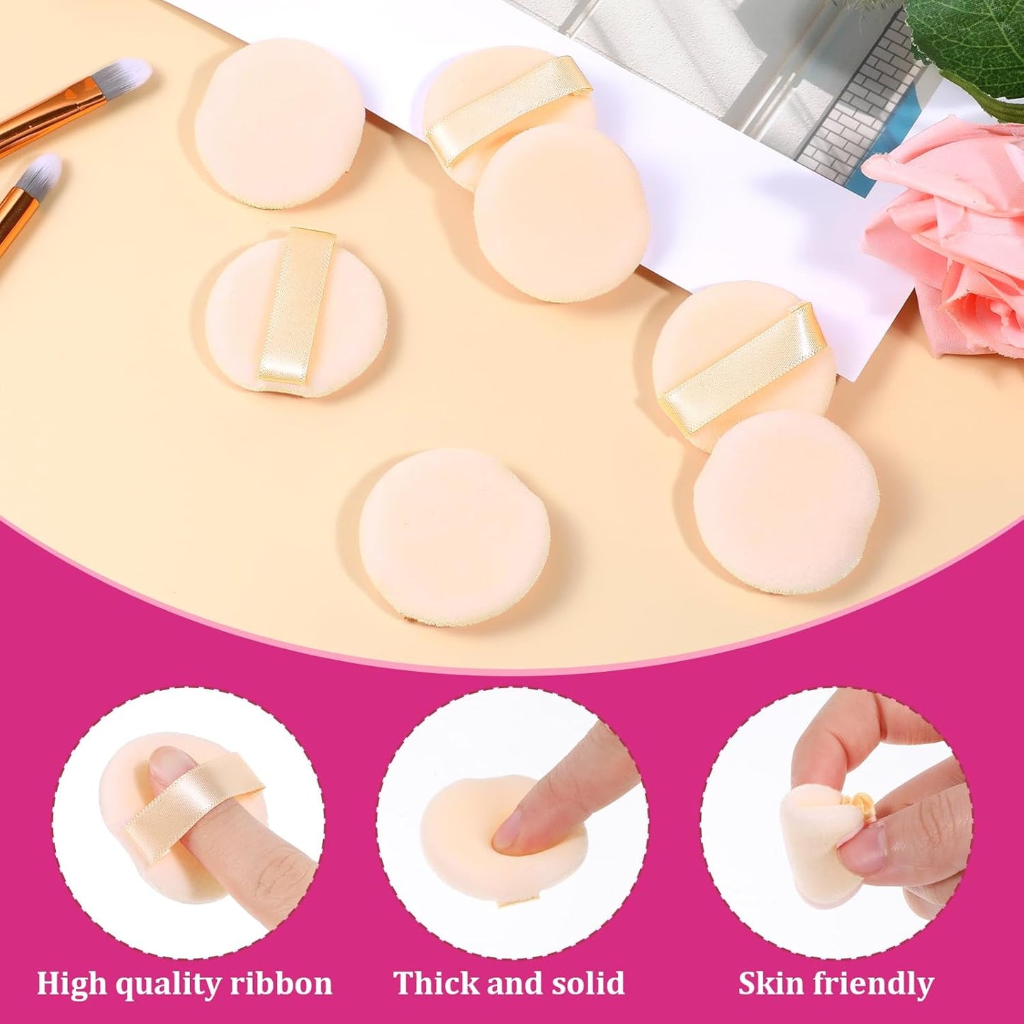 12 PCS Small Powder Puff Mini, Makeup Powder Puff Skin Color Soft Small Powders Puffs 1.5 Inches Powders Pact Microfiber Makeup Sponges Finger-Sized Makeuppuff for Women Beauty Blender Sponge