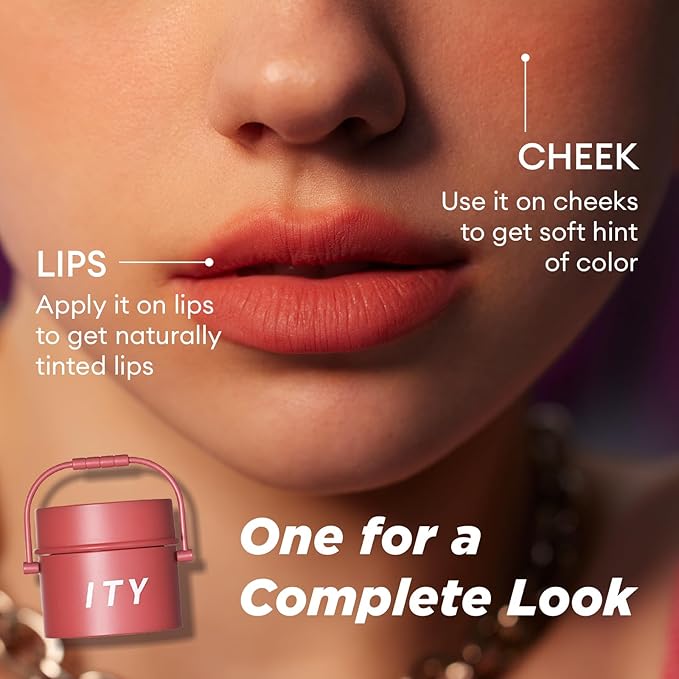 ITY Velvet Matte Finish Lip Stain-Mousse Textured Pudding Pot Lip Clay with Brush, Nude Shade, Dual-Use as Lipstick and Blush, Conceals Lip Lines, Rich Pigment, 0.21 oz (6g) in Sandalwood Rose