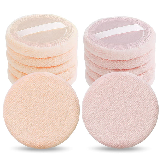 12PCS Makeup Powder Puffs Pink Cotton Powder Puffs Round Powder Puff for Makeup Face Powder Velour Puffs for Loose Powder Washable (pink+skincolor-12pcs)