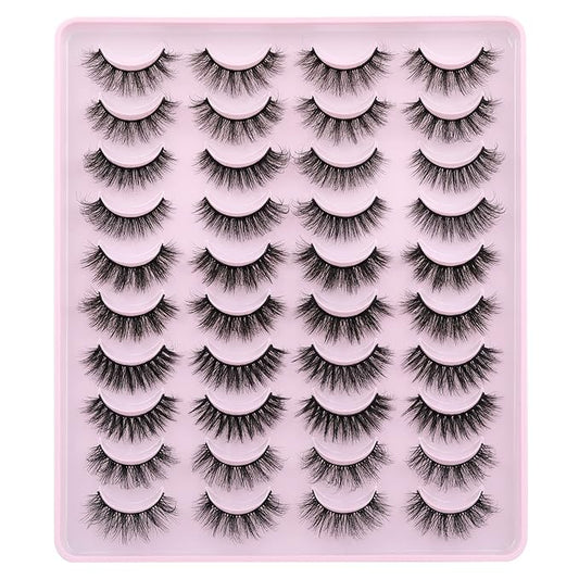 JIMIRE False Eyelashes Natural Fluffy Wispy Faux Mink Lashes 5D 14mm-18mm 5 Styles Mixed Lashes for Small Eyes Natural Look Fake Eyelashes 20 Pairs Multipack