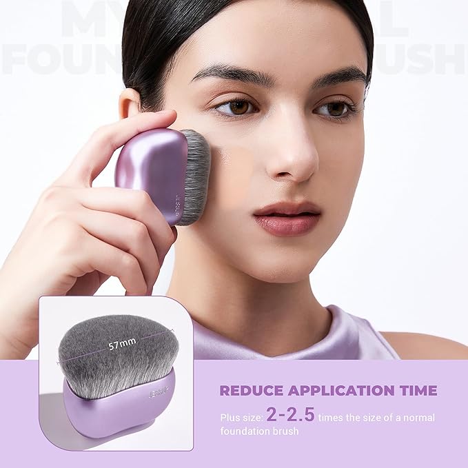 Jessup Foundation Brush for Liquid Makeup, Large Flat Top Kabuki Brush for Blending, Buffing, Stippling, Luxury Purple SF003