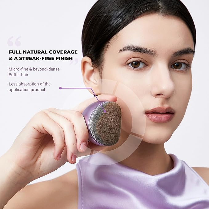 Jessup Foundation Brush for Liquid Makeup, Large Flat Top Kabuki Brush for Blending, Buffing, Stippling, Luxury Purple SF003