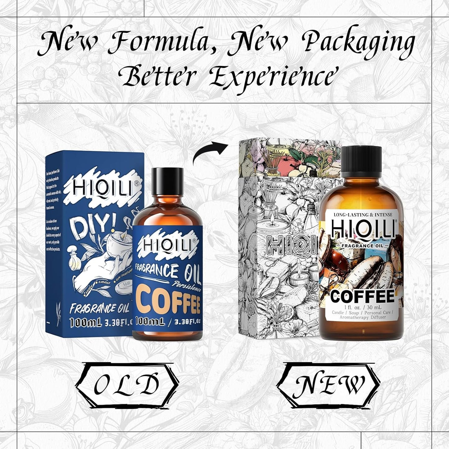 HIQILI Coffee Fragrance Oil for Scent Diffuser & Humidifier, Perfect for Candle, Soap, Perfume Making, New Car & Home - 1 Fl Oz