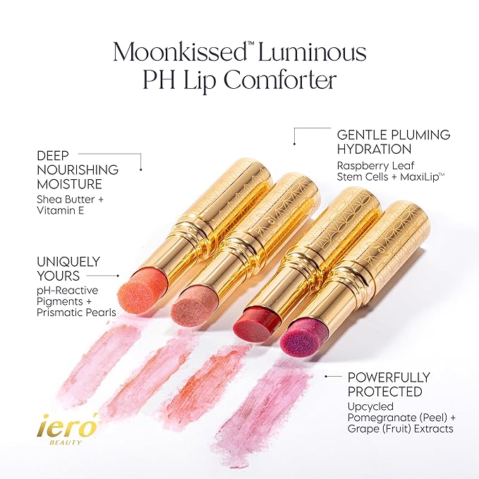 ieró Beauty Moonkissed Luminous PH Tinted Lip Balm w/Shea Butter & Vitamin E, Lip Care Moisturizer, Lip Plumper for Soft & Supple Lips, Paraben Free, Vegan, Sheer Copper Pink w/Bronze Shimmer