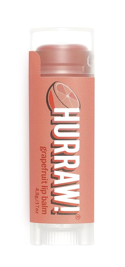 Hurraw! Grapefruit Lip Balm: Organic, Certified Vegan, Cruelty and Gluten Free. Non-GMO, 100% Natural Ingredients. Bee, Shea, Soy and Palm Free. Made in USA