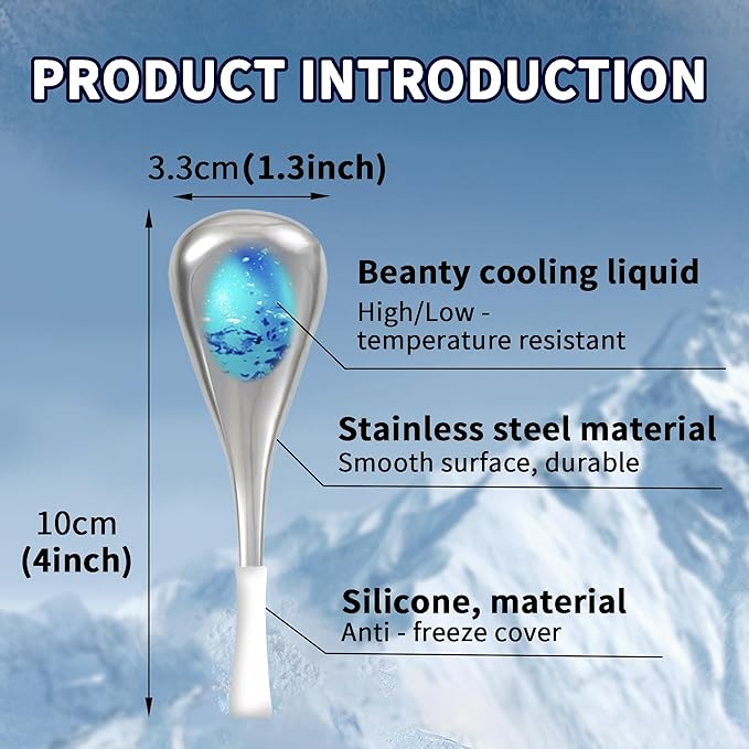 Ice Globes for Face & Eyes, Unbreakable Stainless Steel Cryo Sticks for Beauty Routines, Facials Cold Roller Cooling Globes for Puffiness, Wrinkles, Dark Circles, Headaches(White)