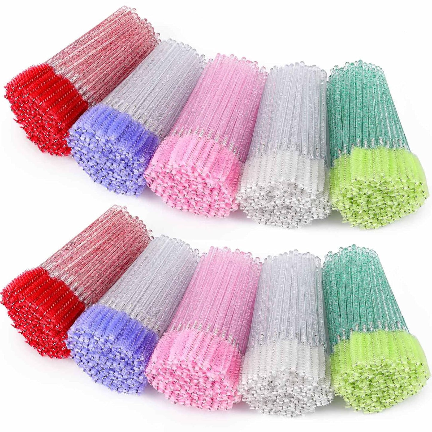 1000 Disposable Mascara Wands Eyelash Brushes Spoolies for Eyebrow Eye Lash Extension Crystal Multicolor