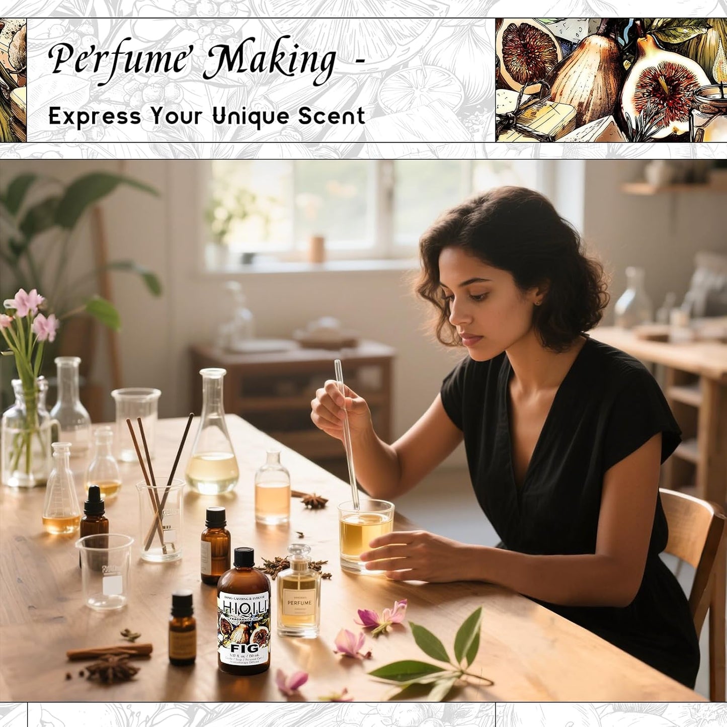 HIQILI Fig Fragrance Oil for Hotel Scent Diffuser, Candle & Soap Making Kit, Add to Skin Care, Bath & Body Products - 5.07 Fl Oz