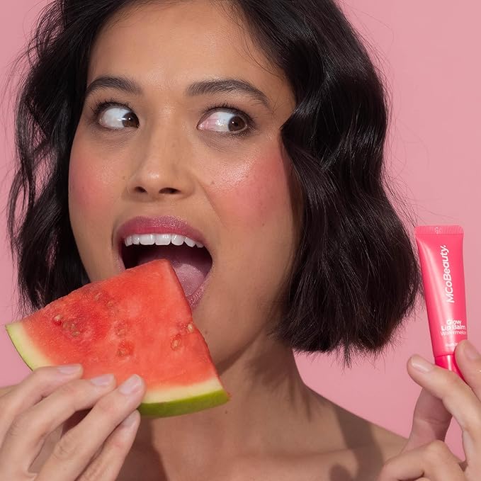MCoBeauty Glow Lip Balm, Watermelon, Nourishing Tint for Luscious Lips, Vegan, Cruelty Free Cosmetics