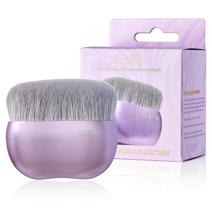 Jessup Foundation Brush for Liquid Makeup, Large Flat Top Kabuki Brush for Blending, Buffing, Stippling, Luxury Purple SF003