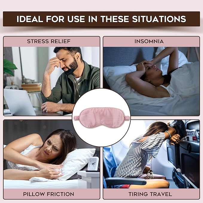 in Flight Mind Mulberry Silk Sleep Mask, Eye Mask for Sleeping with Elastic Headband, Super Soft Sleeping Mask,Comfortable Silk Eye Sleep Mask, Sleep Eye Mask for Night Sleeping, Travel, Nap(Pink)