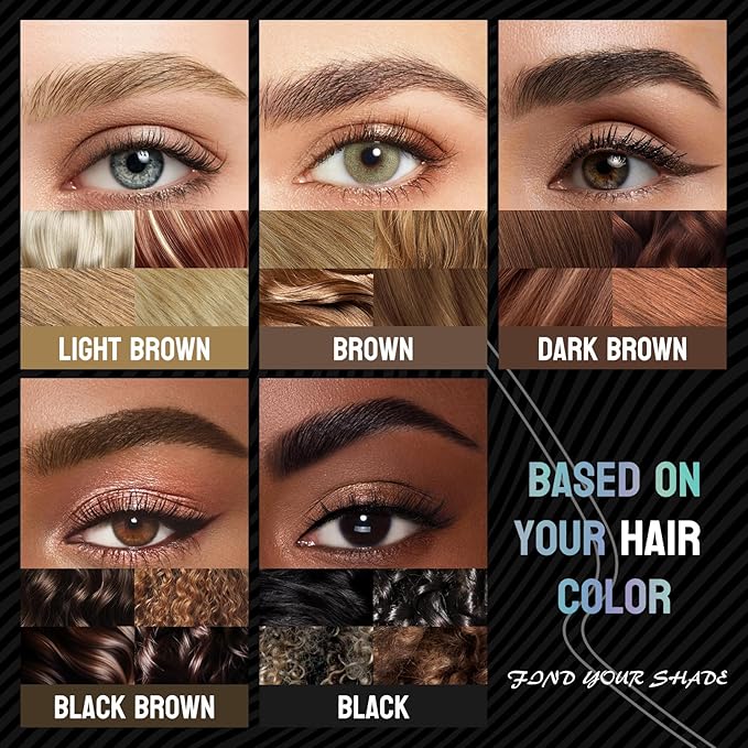 Microblading Eyebrow Pen, Curved Eyebrow Pencil 2-in-1 Dual-Ended Eyebrow Pencil 2-Fork-Tip and Single Tip Creates Natural Eyebrows Waterproof Long-lasting(Black)