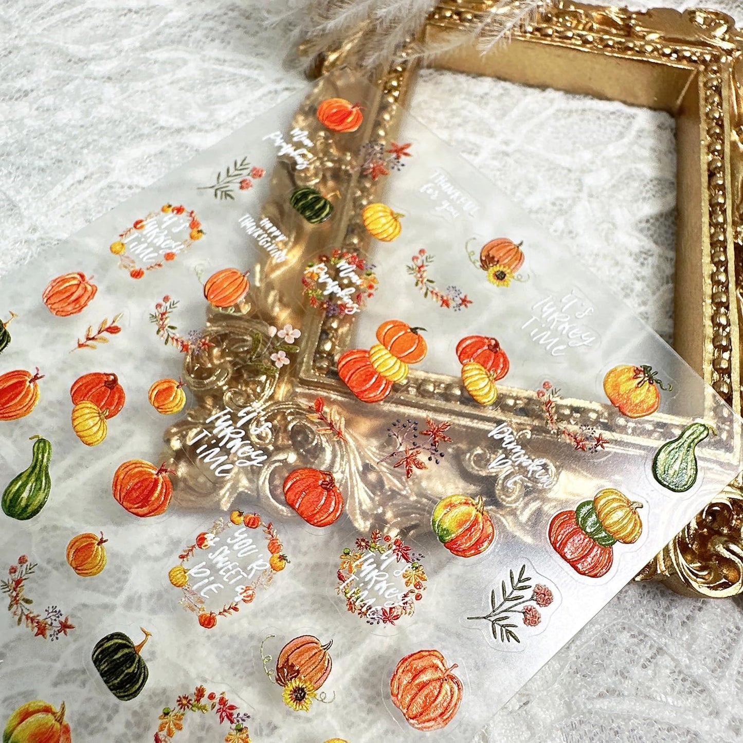 1 Sheets Embossed Pumpkin Nail Decals for Nail Art Thanksgiving Day Fall Nail Stickers 5D Self-Adhesive Autumn Leaf Nail Art Stickers Cute Pumpkins Nail Decal for Women DIY Manicure Decor