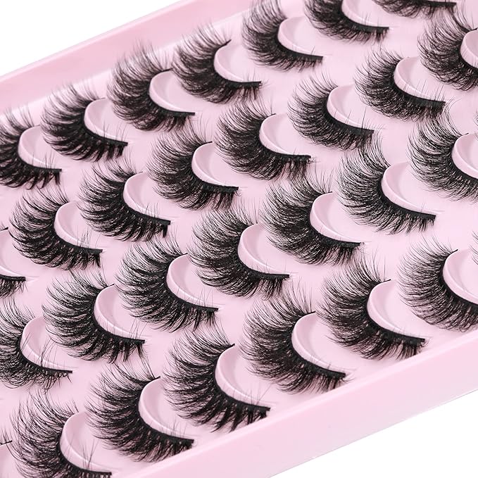 JIMIRE False Eyelashes Natural Fluffy Wispy Faux Mink Lashes 5D 14mm-18mm 5 Styles Mixed Lashes for Small Eyes Natural Look Fake Eyelashes 20 Pairs Multipack