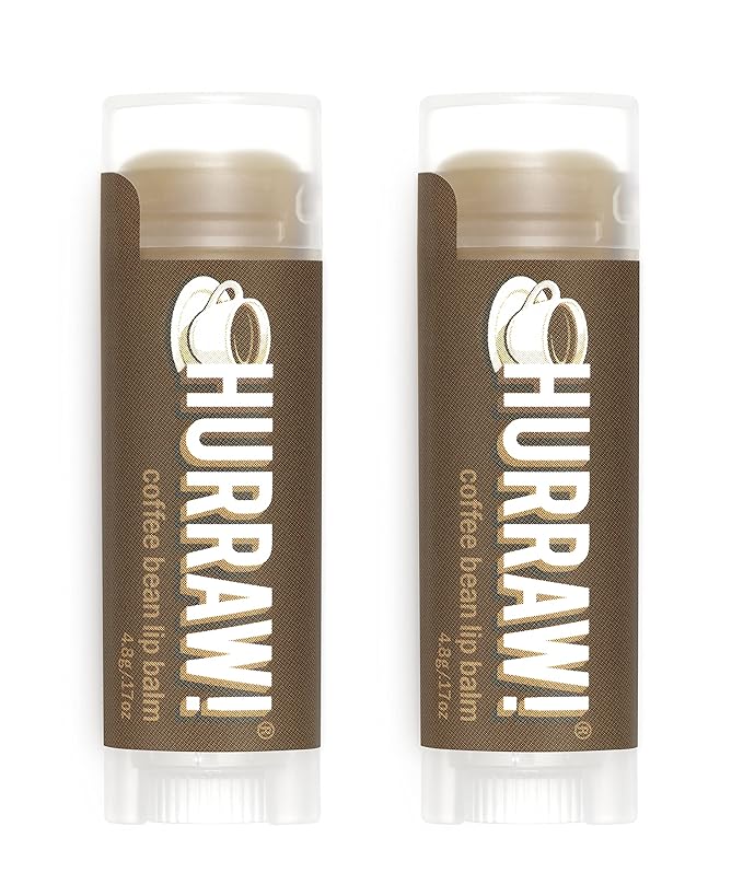 Hurraw! Coffee Bean Lip Balm, 2 Pack: Organic, Certified Vegan, Cruelty and Gluten Free. Non-GMO, 100% Natural Ingredients. Bee, Shea, Soy and Palm Free. Made in USA